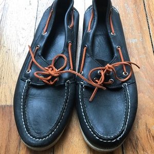 Sperry Top-Sider Black w/ Orange Laces Gently Used
